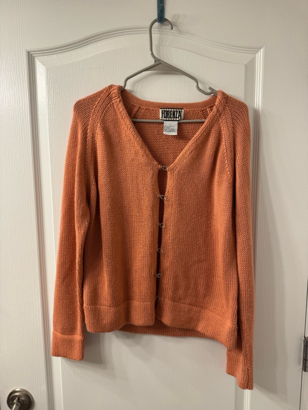 Forenza Peach Color - Open-Knit Hook Front Cardigan - L